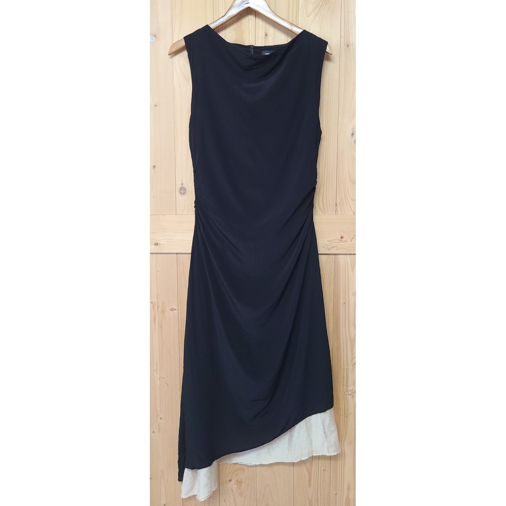 Urban Revivo Midi Dress Women XL Black Cowl Neck Ruched Asymmetric Hem